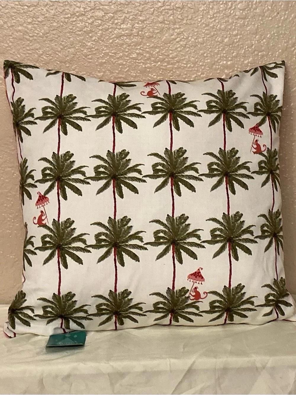 Palm Tree & Monkey Pattern Reversible Throw Pillow